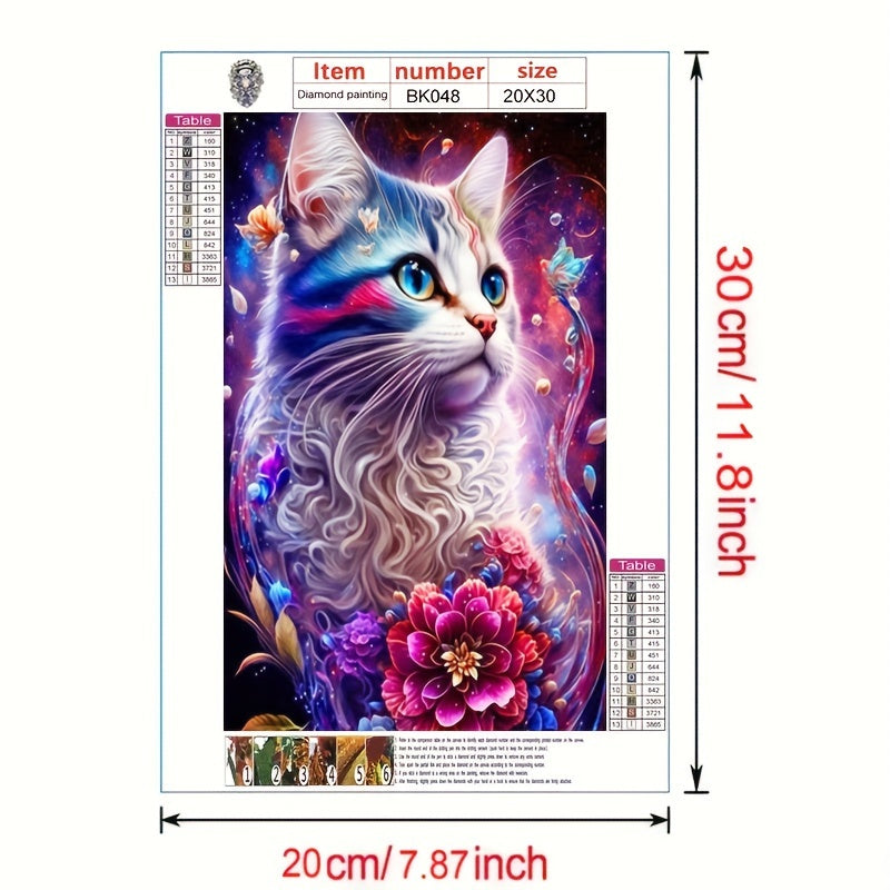 DIY Flower Word Cat Diamond Painting Kit