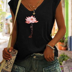 Breathe Print Tank Top Sleeveless Casual Top For Summer & Spring