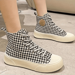 Women's Colorblock Canvas High-Top Lace-Up Skate Shoes