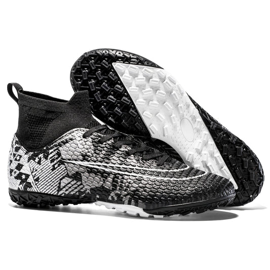 Boy's High Top Turf Football Boots Anti skid Breathable Lace Up TF Soccer Cleats
