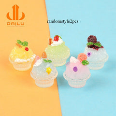 2pcs Smoothie Cup Food DIY Jewelry Accessory Epoxy Resin Material