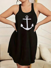 Anchor Print Racer Back Tank Sleep Dress