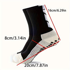 Men's Non Slip Grip Mid-Calf Football Sports Socks