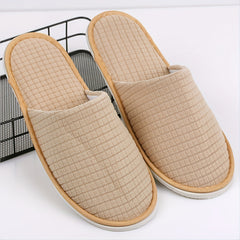 Women's Grid Pattern Plush Slippers Comfy Closed Toe Non Slip Shoes