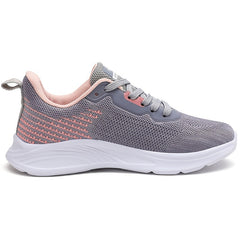 Gray & Pink Mesh Sneakers Lightweight Running Shoes Women's Footwear