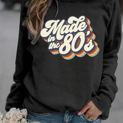 Vintage 80s Print Graphic Pullover Sweatshirt for Women