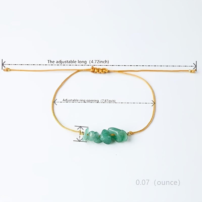 Natural Crystal Gravel Raw Stone Bracelet with Rope