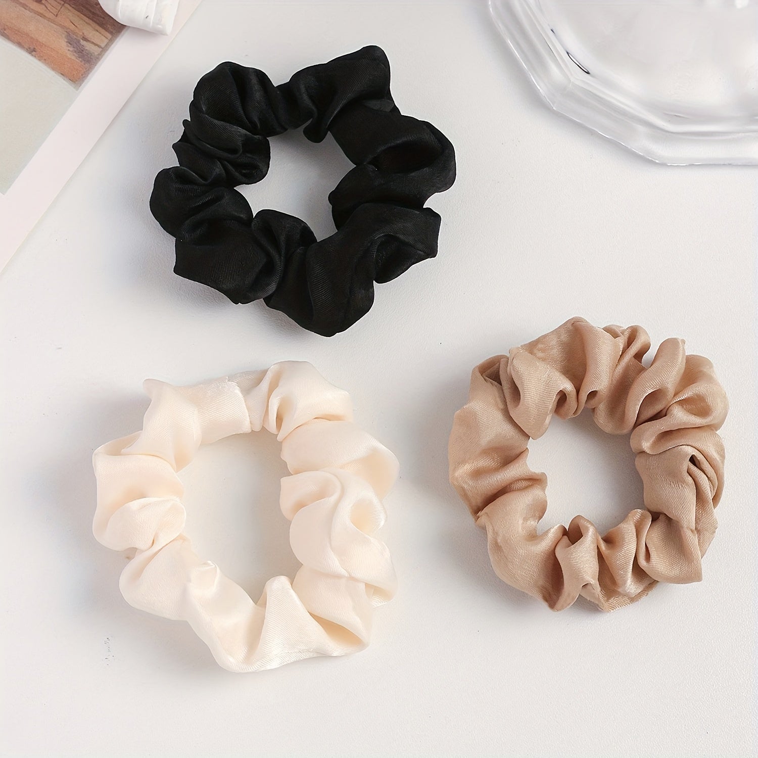3pcs Large Satin Scrunchies Hair Rope for Women Girls