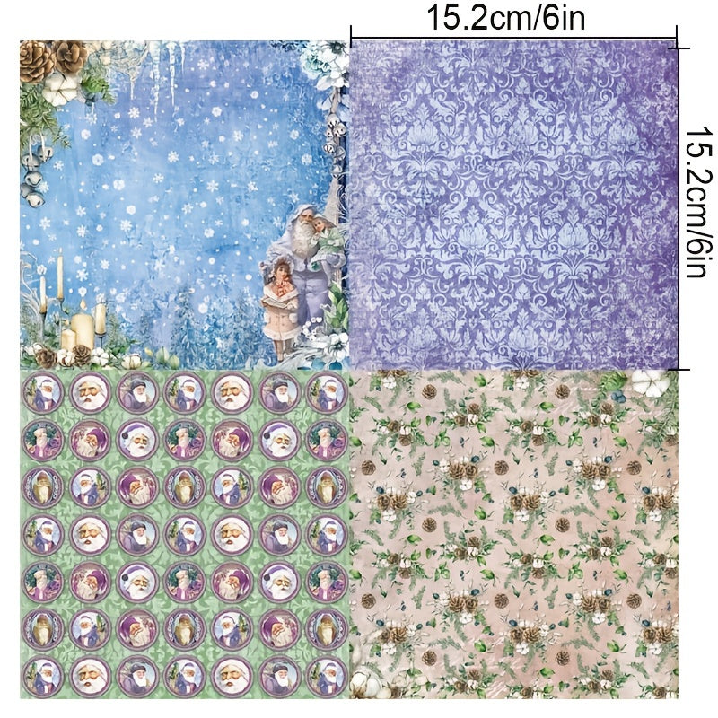 24pcs Christmas Festive DIY Photo Album Wrapping Paper Clips Book Stickers
