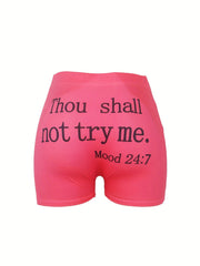 Letter Print Skinny Shorts Yoga Casual Summer Shorts