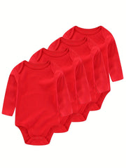 4Pcs Set Unisex Long Sleeve Baby Bodysuits Cotton Newborn Baby Clothes