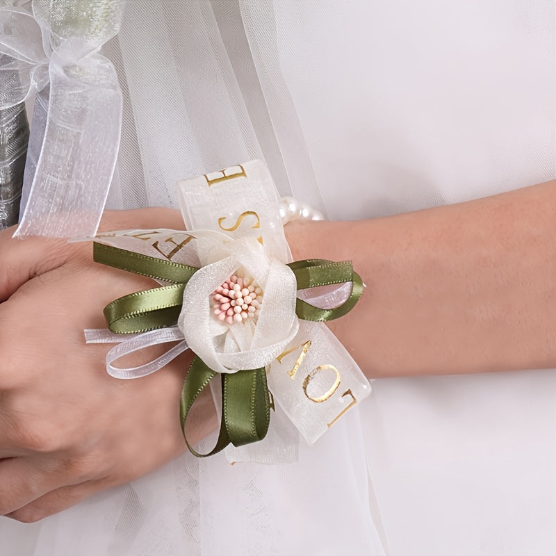 Wedding Wrist Wreath Bracelet Tulle Flower Hand Wreath Bridesmaid Bridal