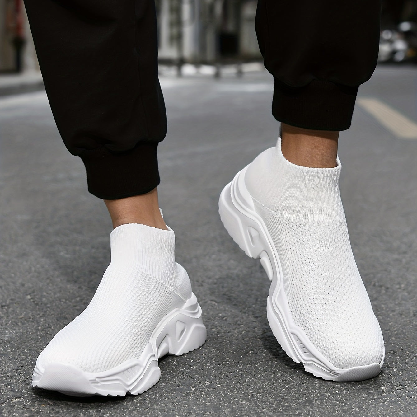 Men's Knitted Breathable Slip On Casual Shoes Lightweight Sock Shoes