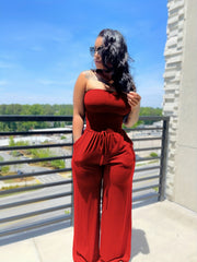 Shirred Tube Jumpsuit Off Shoulder Wide Leg Women's Clothing