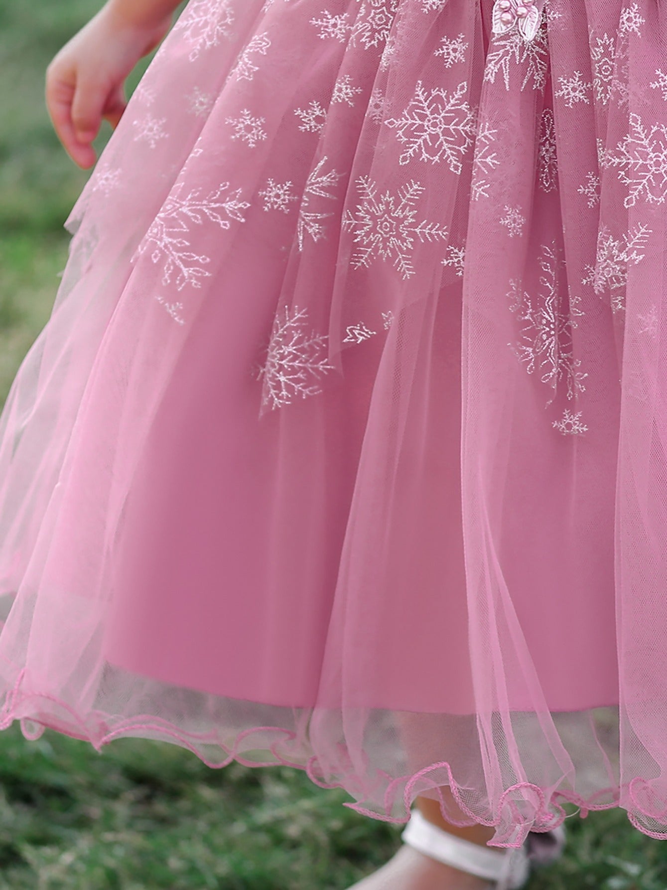 Snow & Pearl Puff Sleeve Birthday Dress