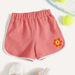 Little Girls' Cartoon Flower Graphic Casual Shorts
