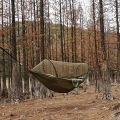 Nylon Hammock with Quick Opening Mosquito Net for Outdoor Camping