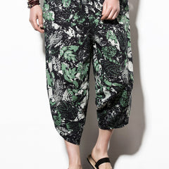 Leaf Pattern Print Men s Cropped Beach Pants