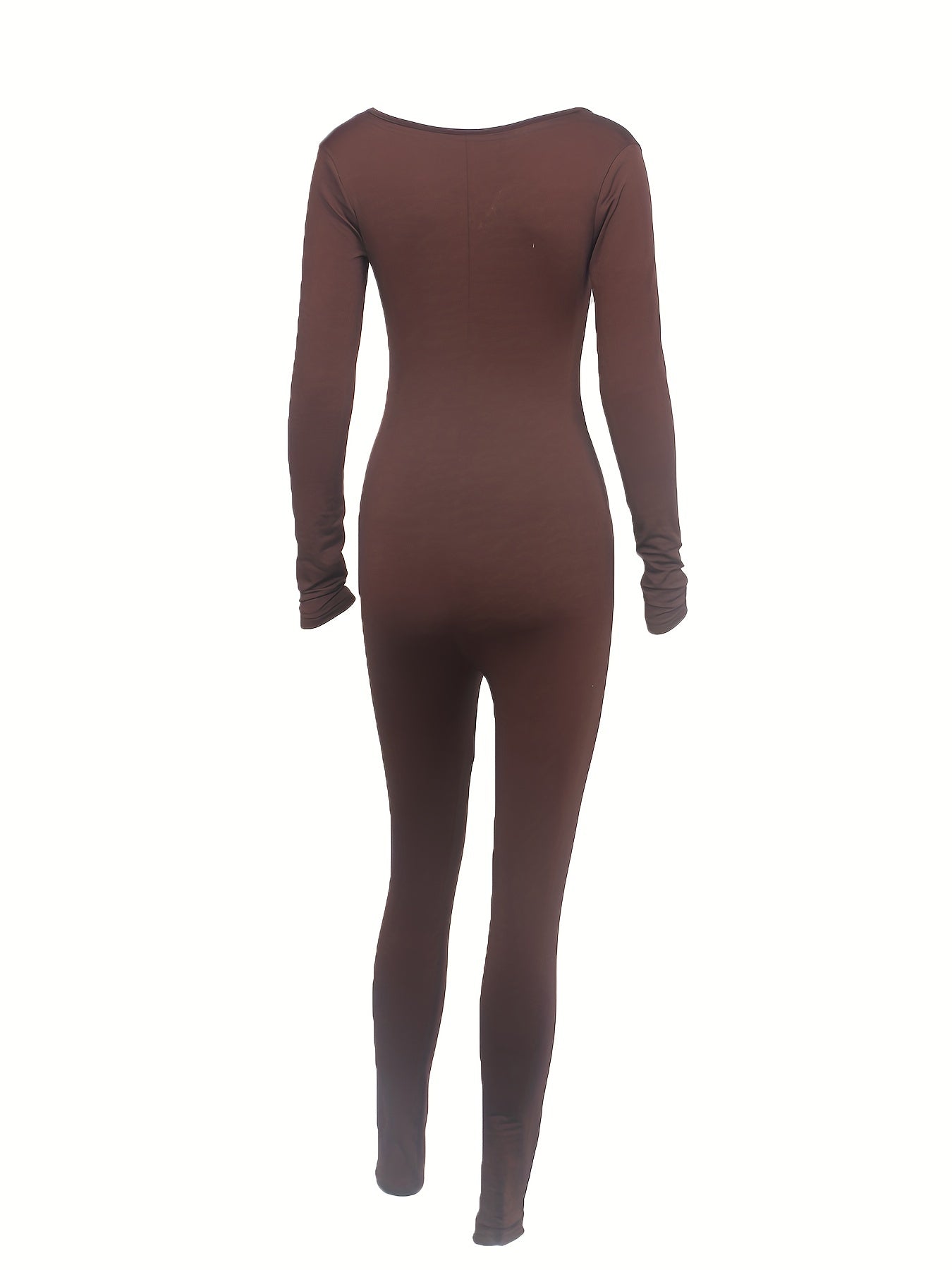 Solid Bodycon Long Sleeve Jumpsuit for Women