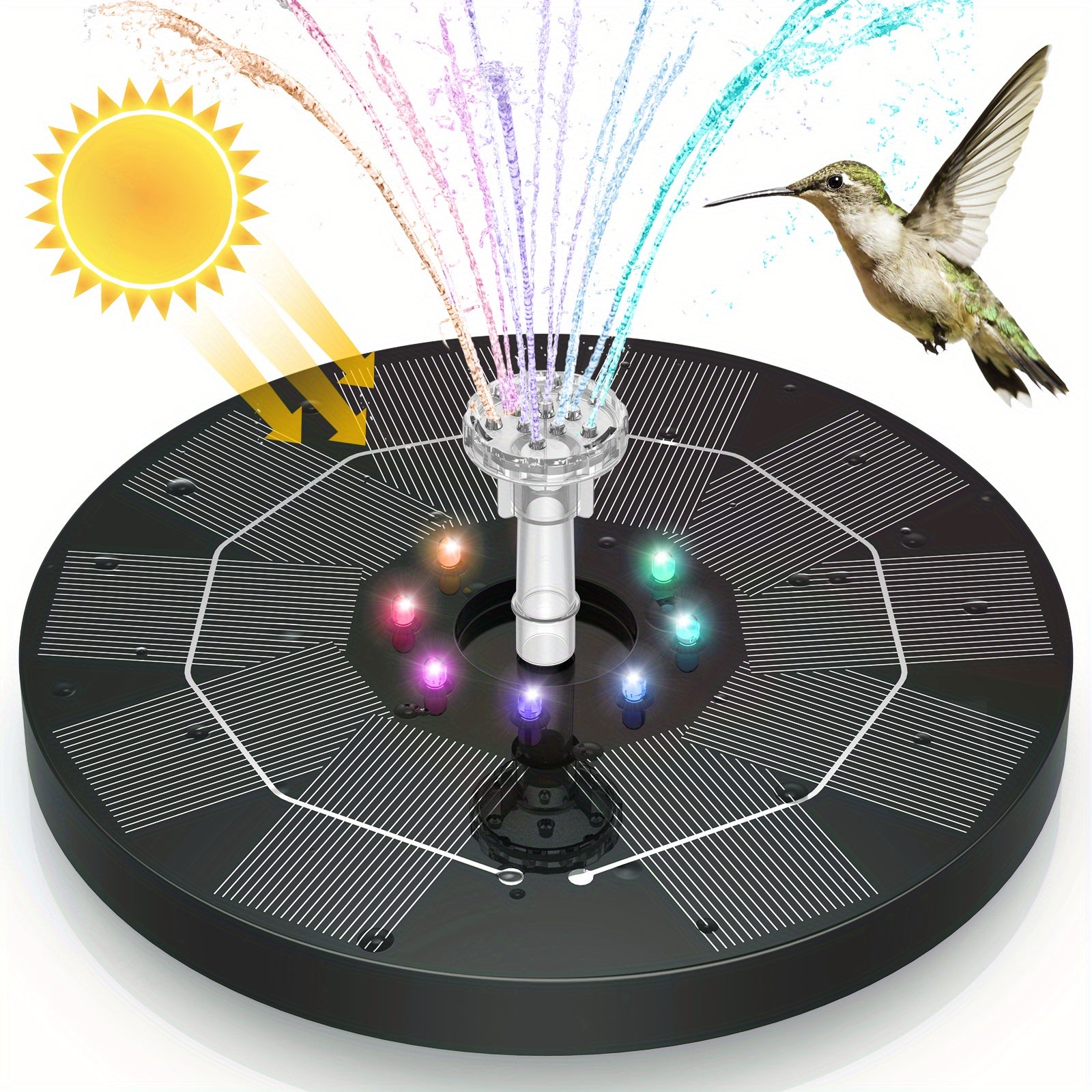 Solar Fountain Pump 3.5W with 6 Nozzles for Bird Bath Pond Garden