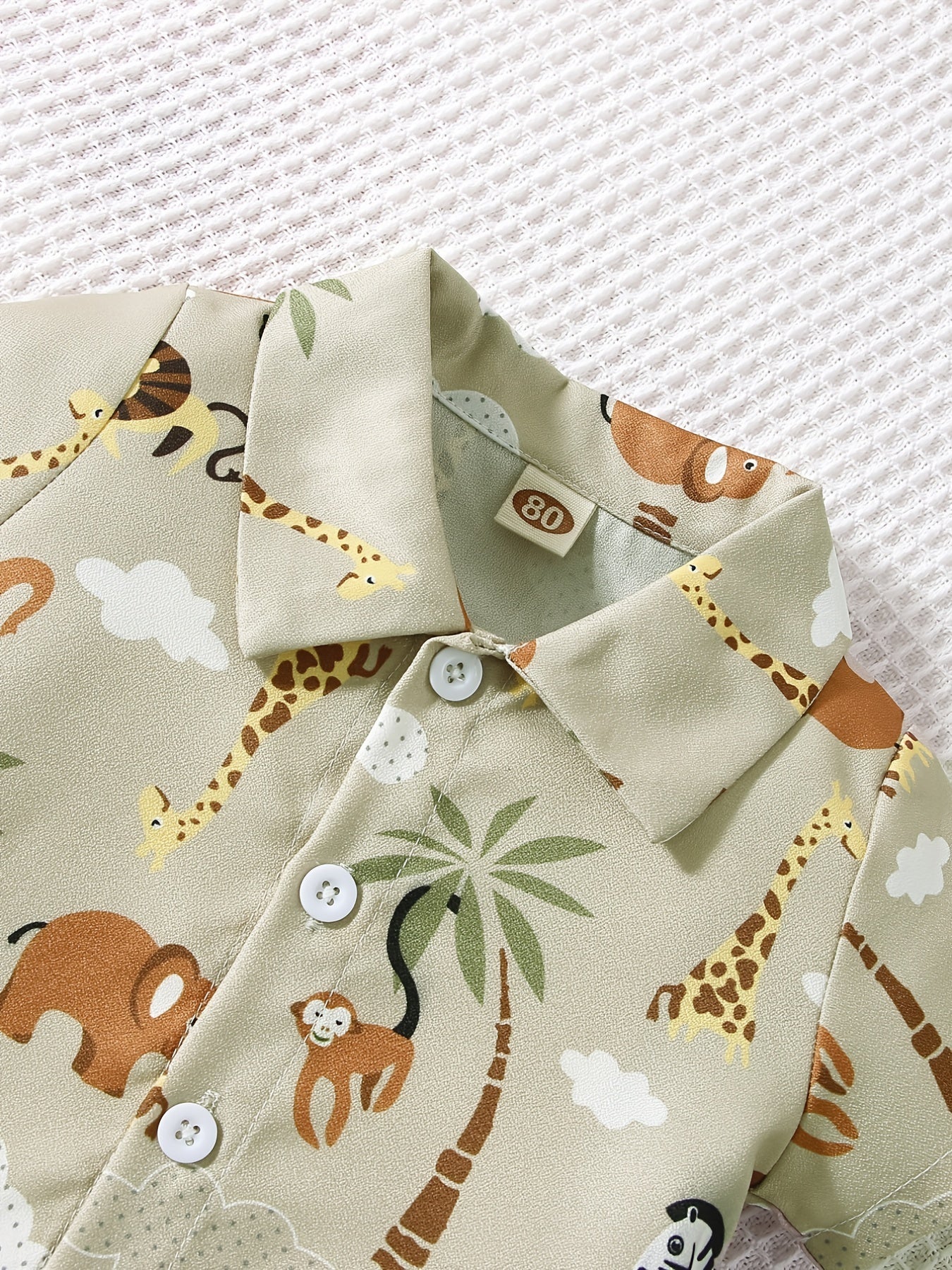 2pc Boys Animal Print Shirt & Shorts Set for Summer