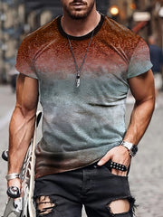Men's Vintage Style Printed Sports T shirt Casual Stretch Round Neck Tee Shirt
