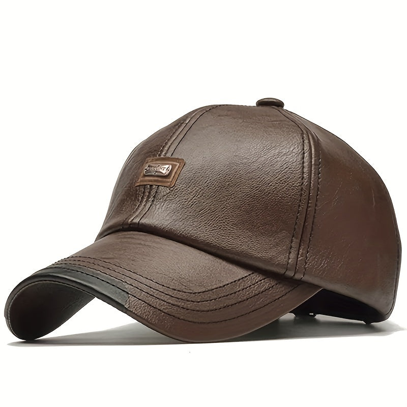 Adjustable PU Leather Baseball Cap Unisex Solid Dad Hat