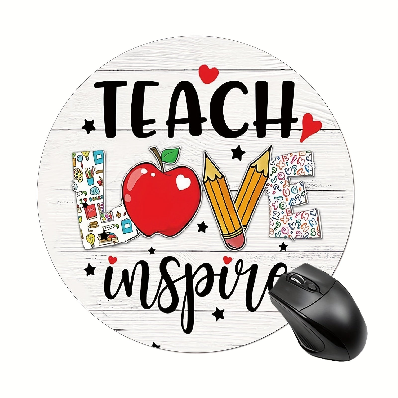 Cartoon Teacher Love Gaming Mouse Pad for Women Round Mousepad Non-slip Mat