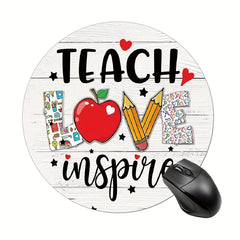 Cartoon Teacher Love Gaming Mouse Pad for Women Round Mousepad Non-slip Mat