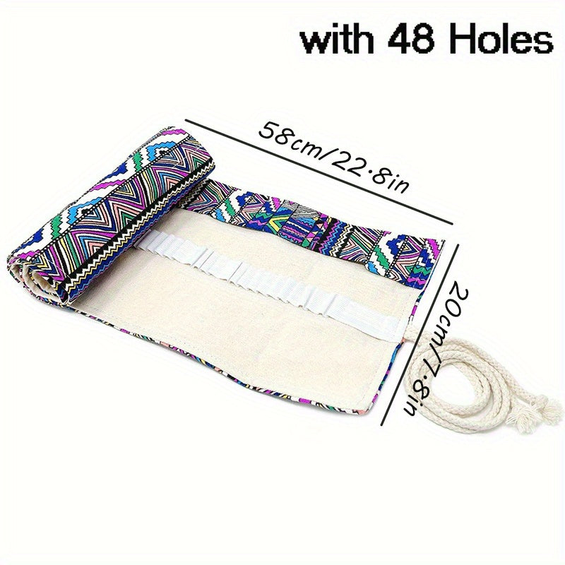 36-48-72 Holes Canvas Pencil Wrap Roll Up Colored Pencils Holder