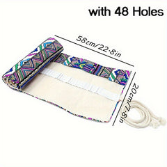 36-48-72 Holes Canvas Pencil Wrap Roll Up Colored Pencils Holder