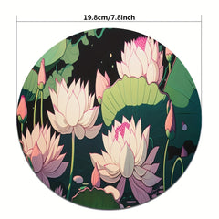 Round Flower Mouse Pad Non Slip Rubber Laptop Office Computer Decor
