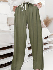 High Waist Wide Leg Sports Pants With Pockets Women's Activewear