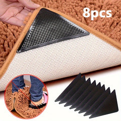 8pcs Triangular Rug Pad Grippers Non Slip Reusable Carpet Plugs