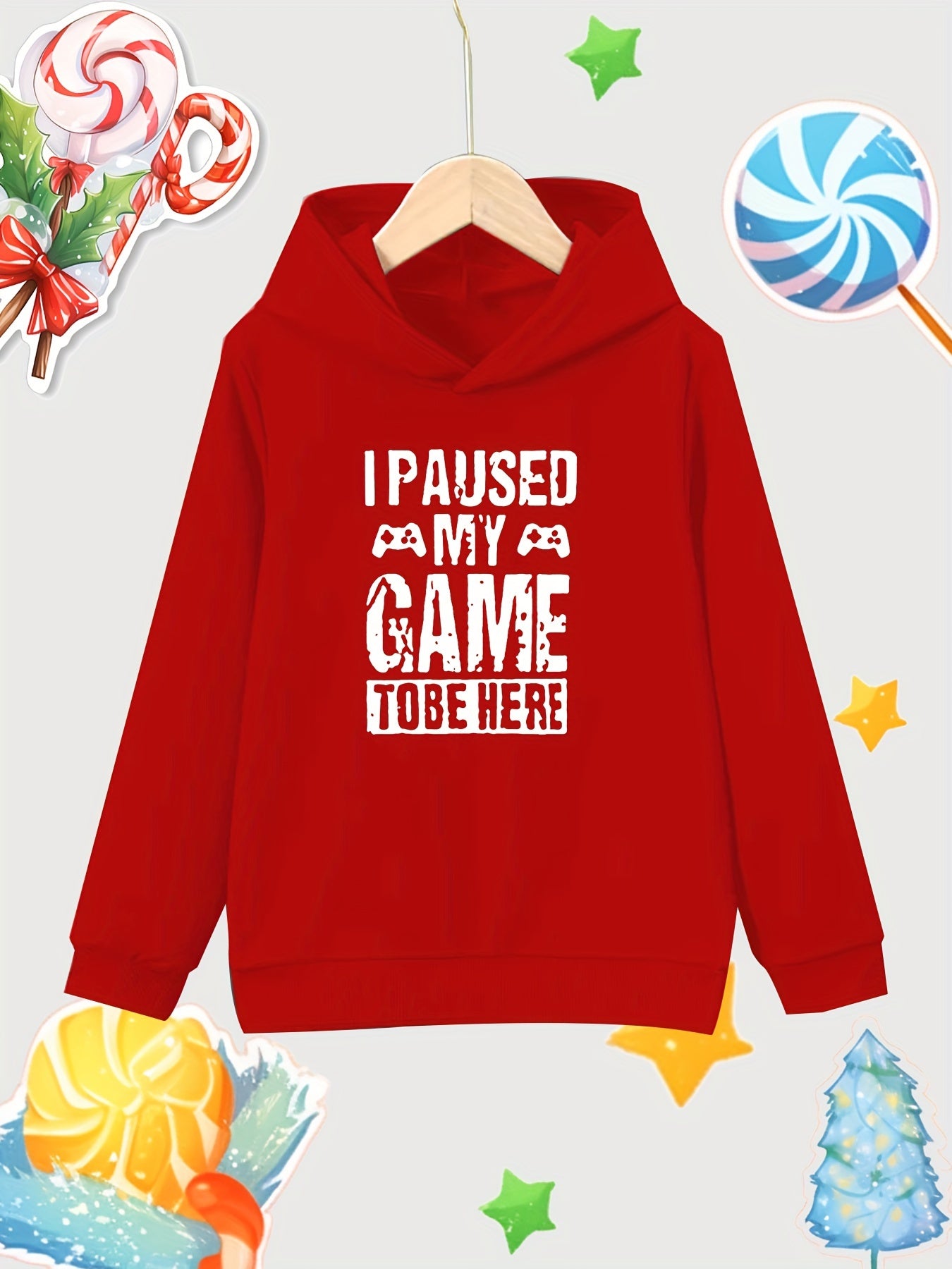 Paused Game To Be Here Print Girls Hooded Sweatshirt