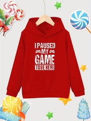 Paused Game To Be Here Print Girls Hooded Sweatshirt