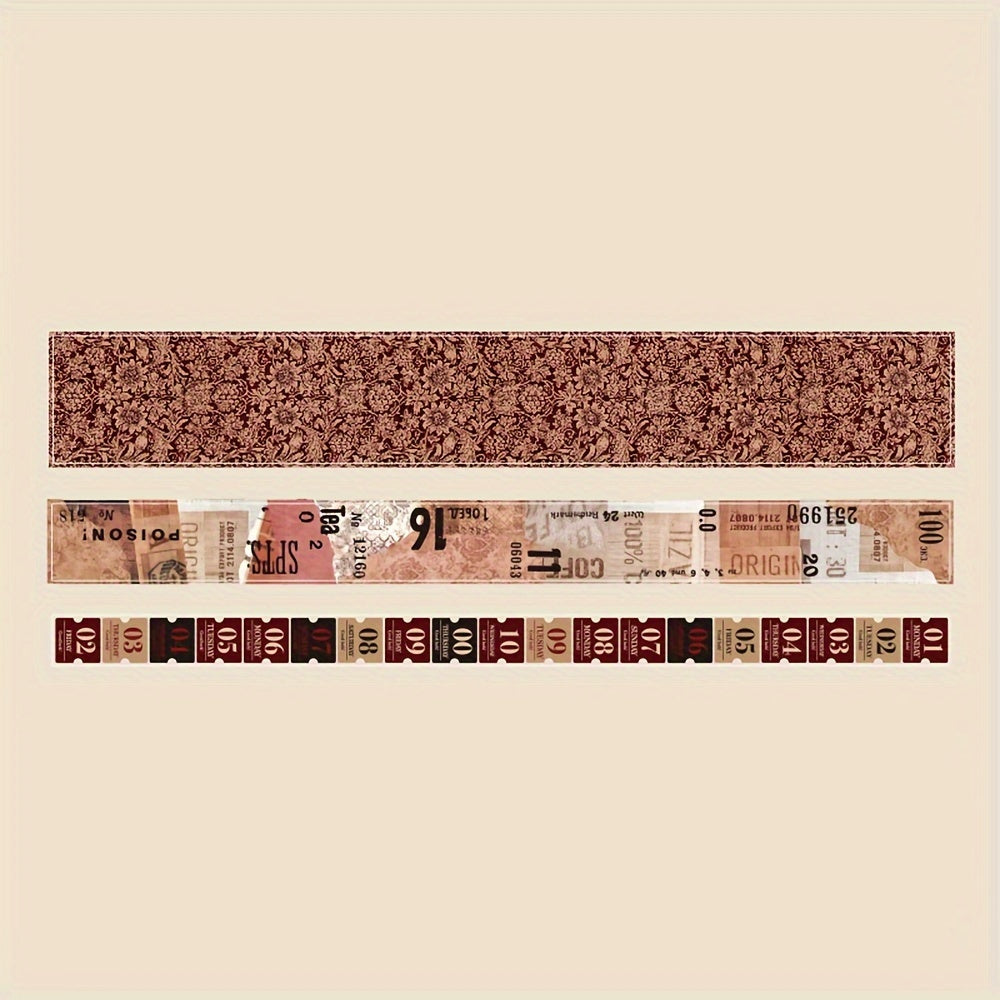 Vintage Washi Tape Set 3 Rolls Box Old Yard Series