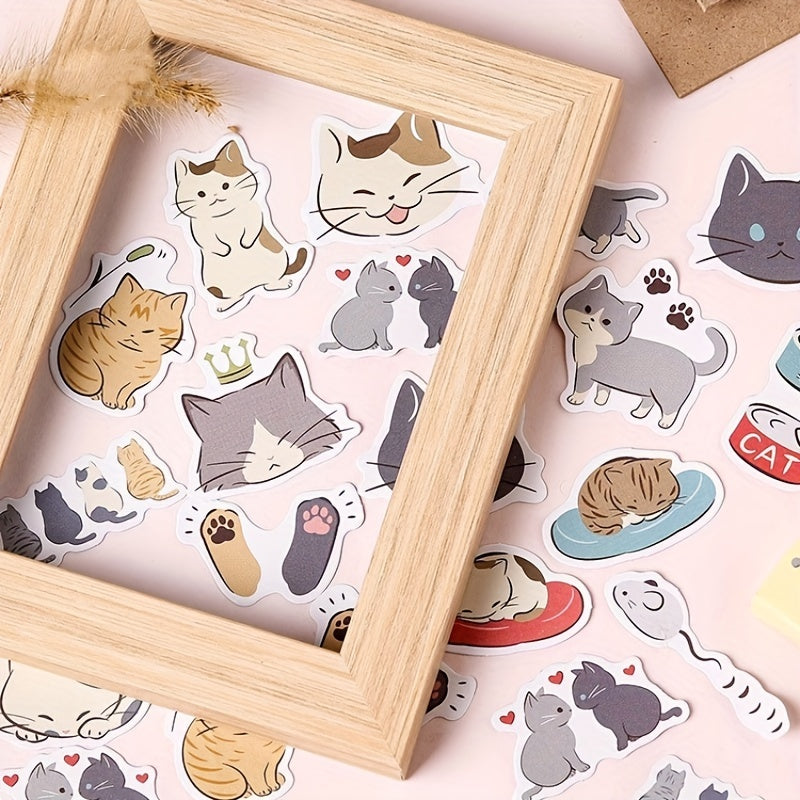 45pcs Cat Diary Album Decorative Sealing Stickers DIY Stickers