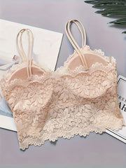 2pcs Lace Wireless Bras Comfy Scallop Trim Bra Women's Lingerie
