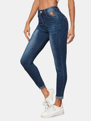 Slim Fit Skinny Jeans Slash Pockets Mid Stretch Denim Pants