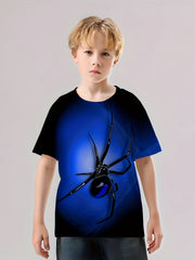 3D Hole Print Kid's T shirt Causal Short Sleeve Top For Summer