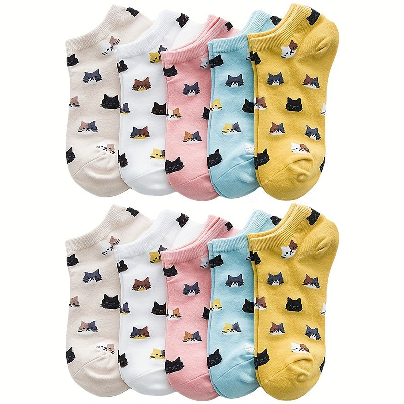 Cat Print Cartoon Socks & Ankle Socks Women's Stockings