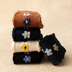 5 Pairs Floral Print Mid Tube Socks Women's Stockings