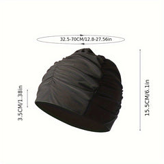 Pleated Swim Cap for Men and Women Elastic Fabric Pool Bathing Hat