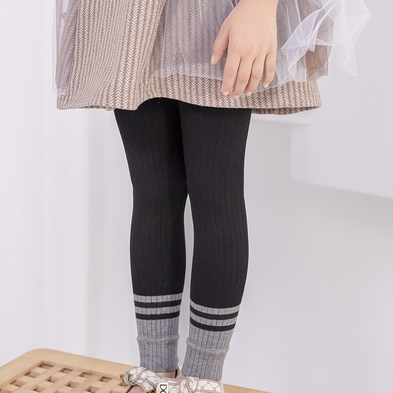 Girls Striped High Elasticity Leggings