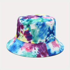 Hip Hop Reversible Bucket Hat Tie Dye Print Fisherman Cap