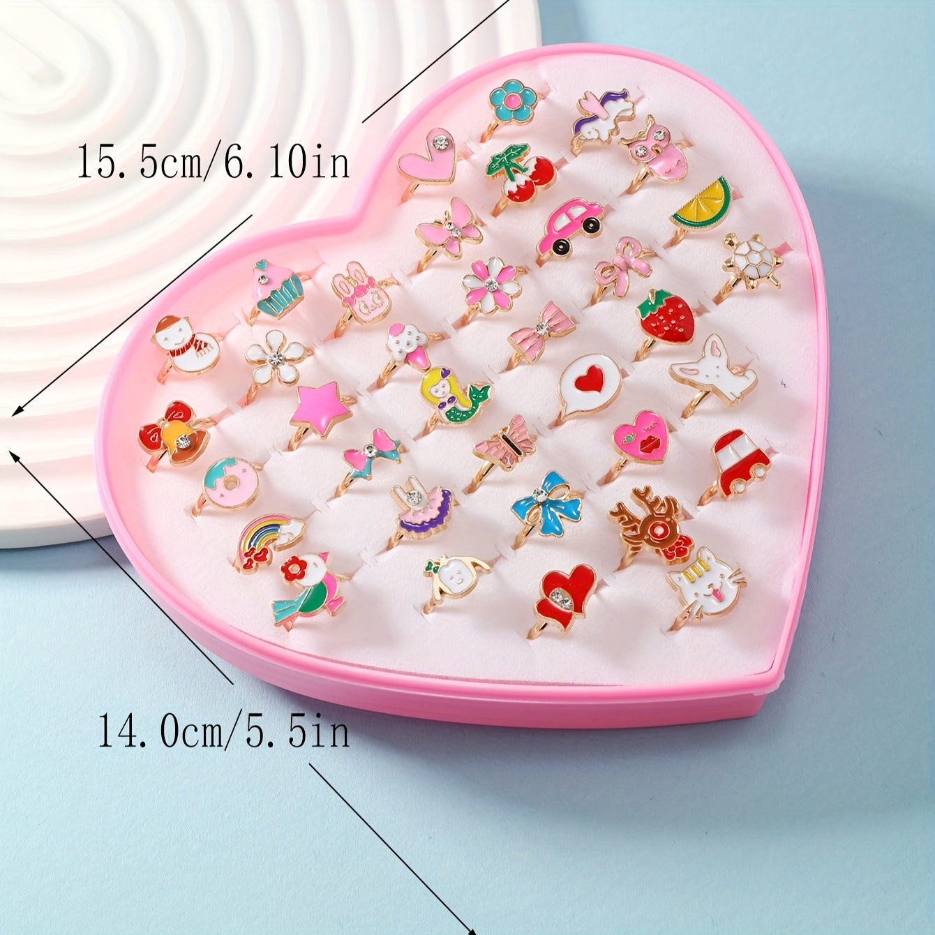 36pcs Christmas Children's Ring Set Cartoon Snowman Elk Decor Jewelry