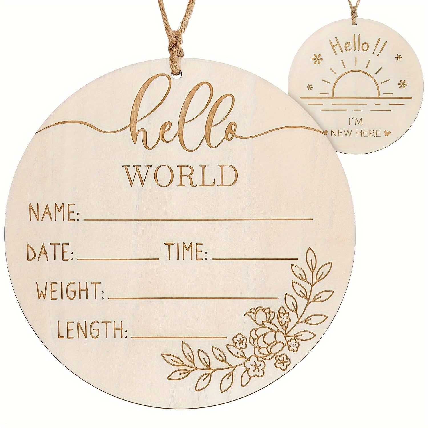 Apricot Wooden Hello World Engraved Plaque DIY Bulletin Board