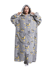 Flannel Hooded Nightgown Plus Panda Print Robe