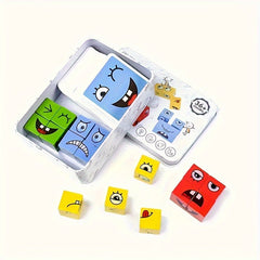 Wooden Face Pattern Building Blocks Puzzle Toy